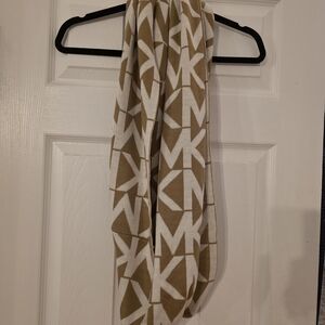 Michael Kors Tan and White Logo Infinity Scarf